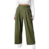Eytino Womens Plus Size Wide Leg Dress Pants Elastic High Waisted Casual Waffle Palazzo Pants Trousers with Pockets(1X-5X)