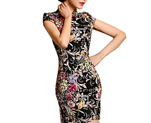 XueXian(TM) Women's Summer Party Qipao Short Chinese Dress Cheongsam Floral