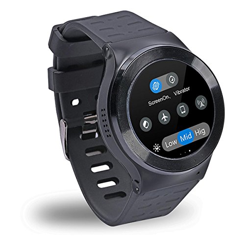 L@YC New Android 5.1 OS 3G Smart Watch Phone Nano SIM Card 1.3" OLED Screen 1.3GHz Quad Core CPU GPS Pedometer HD Camera Heart Rate Smartwatch, Black