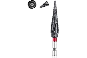 P.I.T. M35 Cobalt Step Drill Bit for Metal (Pro Max), Spiral Flute Unibit Step Drill Bit 1/8"-1/2"(13 Step) Impact Ready Wear-Resistant TiAlN Coated,1/4" Hex Shank for Metal, Stainless Steel, Aluminum