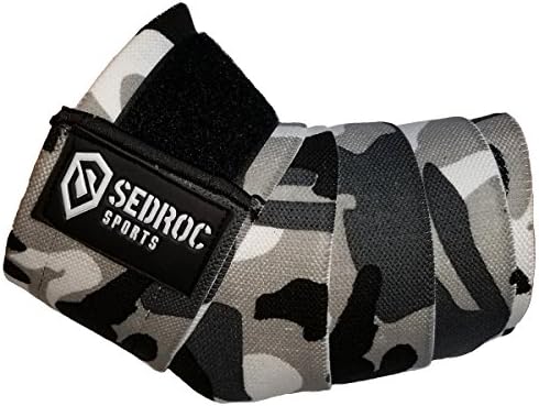 Sedroc Weight Lifting Elbow Wraps Powerlifting Support Straps - Pair - Camo