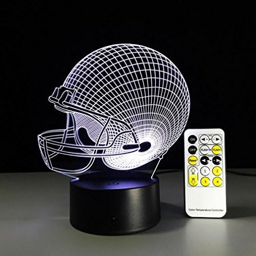 CARYY 3D LED Illusion Lamp, 7 Colors Change Remote Control Visual Light, Football Hat Optical Dimensional Night Light, Decoration Atmosphere Table Lamps, Children Christmas Gifts