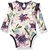 Burt's Bees Baby Girls, Short Long Sleeve One-Piece Bodysuits, 100% Organic Cotton, Aubergine Daylily, 12 Months