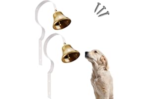 GoldTiger Dog Doorbell,Fixed Metal Dog Doorbell,Dog Bell for Door Potty Training,Bell for Dogs to Ring to go Outside,Manual Assemble Wall Mounted Dog Door Bell (2Pack White)