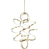 Kuzco Lighting Synergy 41" Chandelier | Antique Brass Finish | Sculptural Helical LED Ring with White Silicone Diffuser | Mod