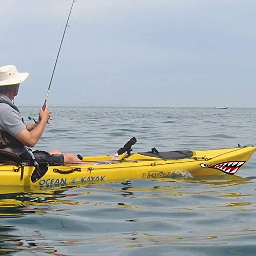 2 Pieces Kayak Stickers Shark Teeth Mouth Decals Waterproof for Fishing Boat Canoe Car Truck Kayak Graphics Accessories