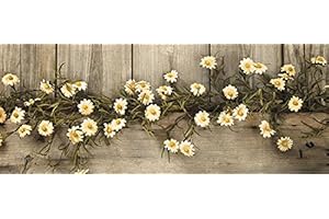 UNKNOWN Rustic Country Primitive Tea Stained Daisy Garland Farmhouse Floral Decor