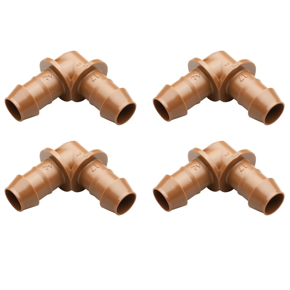 Rain Bird BE50/4PK XFF Elbow 1/2" / 17mm Drip Tubing 4 Pack, Brown