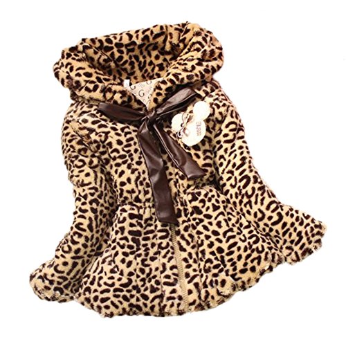 Baby Girls Faux Fur Leopard Print Coat Kids Winter Wear Clothes Jacket
