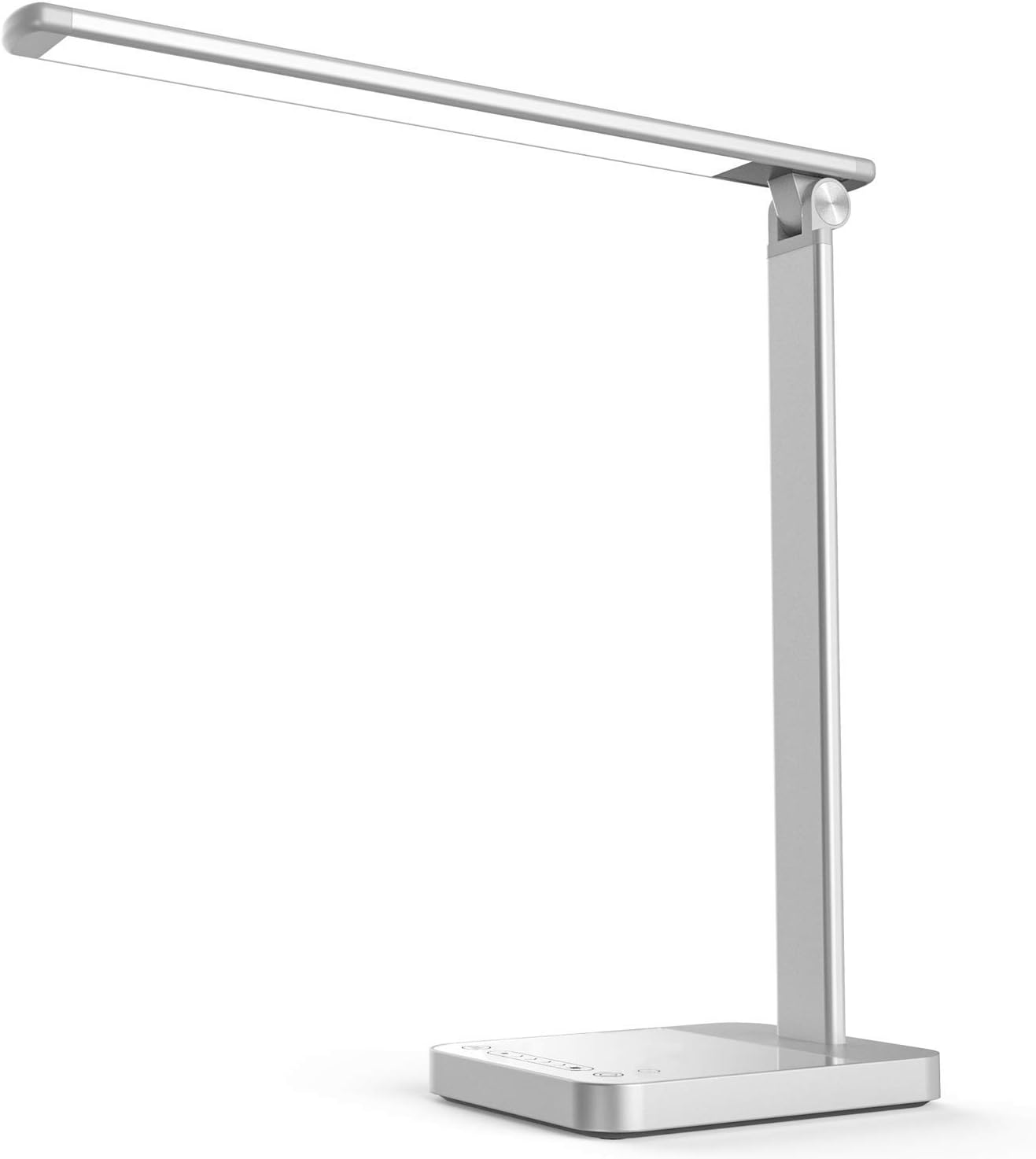 LED Desk Lamp with USB Charging, Eye Caring Desk Light Touch Control 6 Brightness & 3 Colors, 30min Timer, Memory Function Table Light for Home Office Work Reading Study, Silver