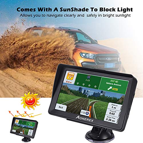 Car GPS, Aonerex 7 inch Touchscreen GPS Navigation System for Car Truck Motorhome &8GB 256MB Satellite Navigator Device with 2019 Maps Free Lifetime Map Updates