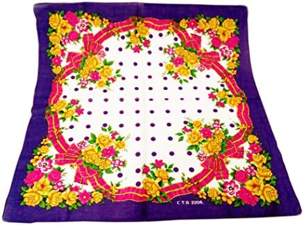 OWM Head Scarf Europe Style Chic Polka Dot &amp; Floral Printed Scarf Turban Head Wrap Scarves (Blue-violet)