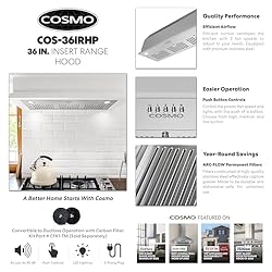 COSMO COS-36IRHP 36 in. Insert Range Hood with Push