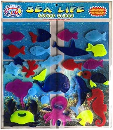 Sea And Ocean Life Thick Glass Window Jelly Gel Clings Reusable And Removable Ocean Fish And Marine Life Clings For Kids And Adults Stingray Starfish Sea Horse Home Airplane Classroom Nursery