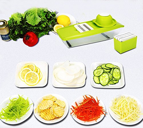 Mandolin Slicer Shule Vegetable Slicer with 5 Interchangeable Stainless Steel Blades–Food Slicer-Vegetable Cutter and Slicer-Cheese Slicer& Other Accessories