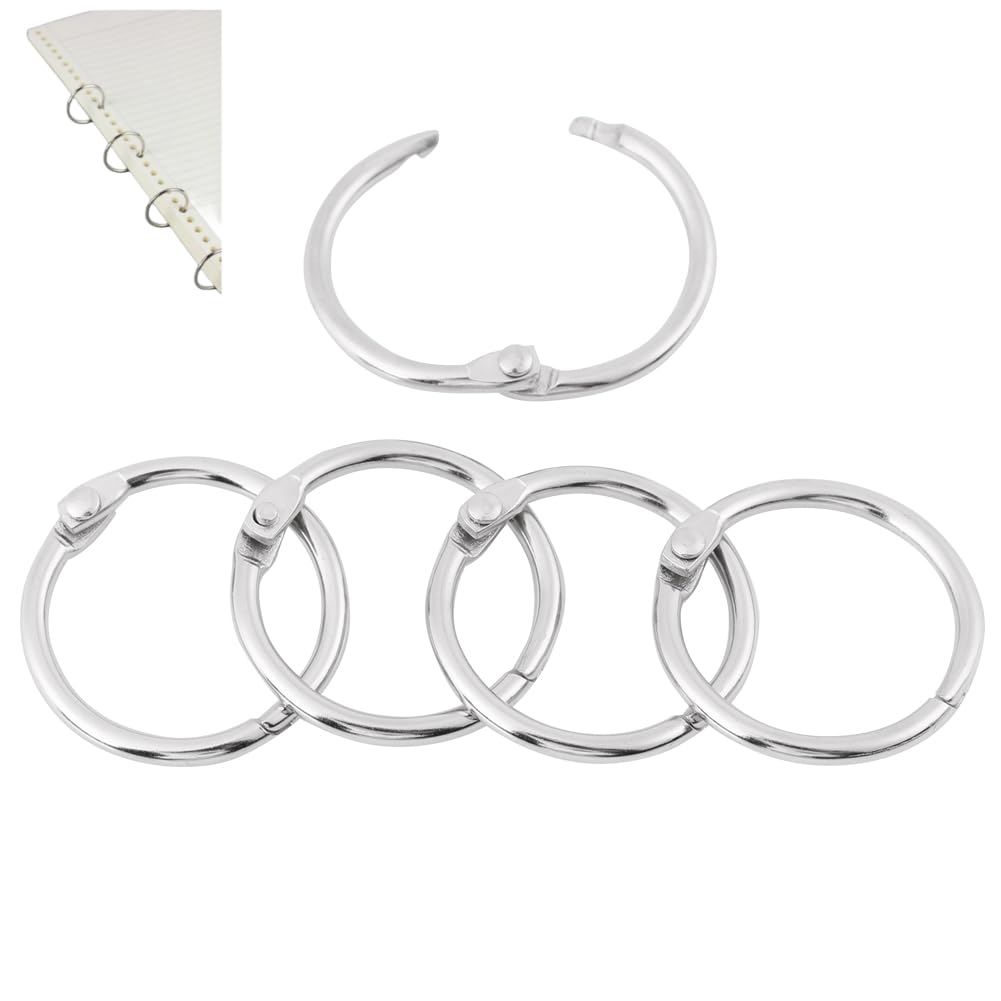 20pcs Metal Keyring Rings, 1.49in Book Rings, Spring Snap Hooks for Album, Scrapbook, Shower Curtain, Keychain