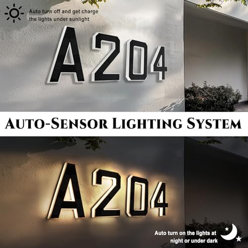 CARPESUN Solar House Number Illuminated for Outdoor Use Waterproof Illuminated House Number Sign Solar House Number Light Black Large - Height 23 cm (5-Black, 23 cm)