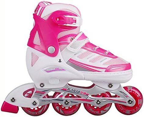 KANSA Sports Unisex Kids Adjustable Inline Roller Skates 3770LBX (Red, Medium 2.5M - 6M)