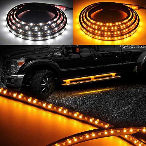 2PCs 70inch Truck LED Running Board Strips Side Marker Lighting Kits Truck Bed lights 216-SMD LED Waterproof Flexible Turn Signal Light Bar Strip for Underglow Pickup Trucks,Jeep,Cars (70 inch)