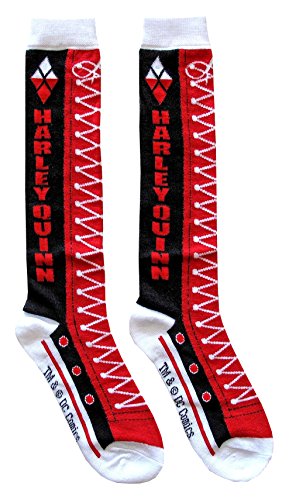 Harley Quinn Faux Lace Juniors/Womens Knee High Socks Shoe Size 4-10