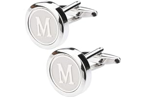 Dannyshi Mens Classic Stainless Steel Initial Cufflinks 26 Alphabet Initial Letter Cufflinks Business Wedding Shirts A-Z