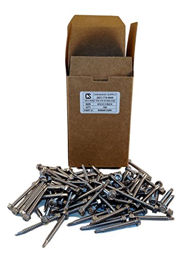 Stainless #12 x 2" Hex Washer Head Self Drilling Sheet Metal Tek Screws with Drill Point (1/2" to 2-1/2" Lengths in Listing), 100 Pieces (#12 X 2 INCH) - Thumbnail 3
