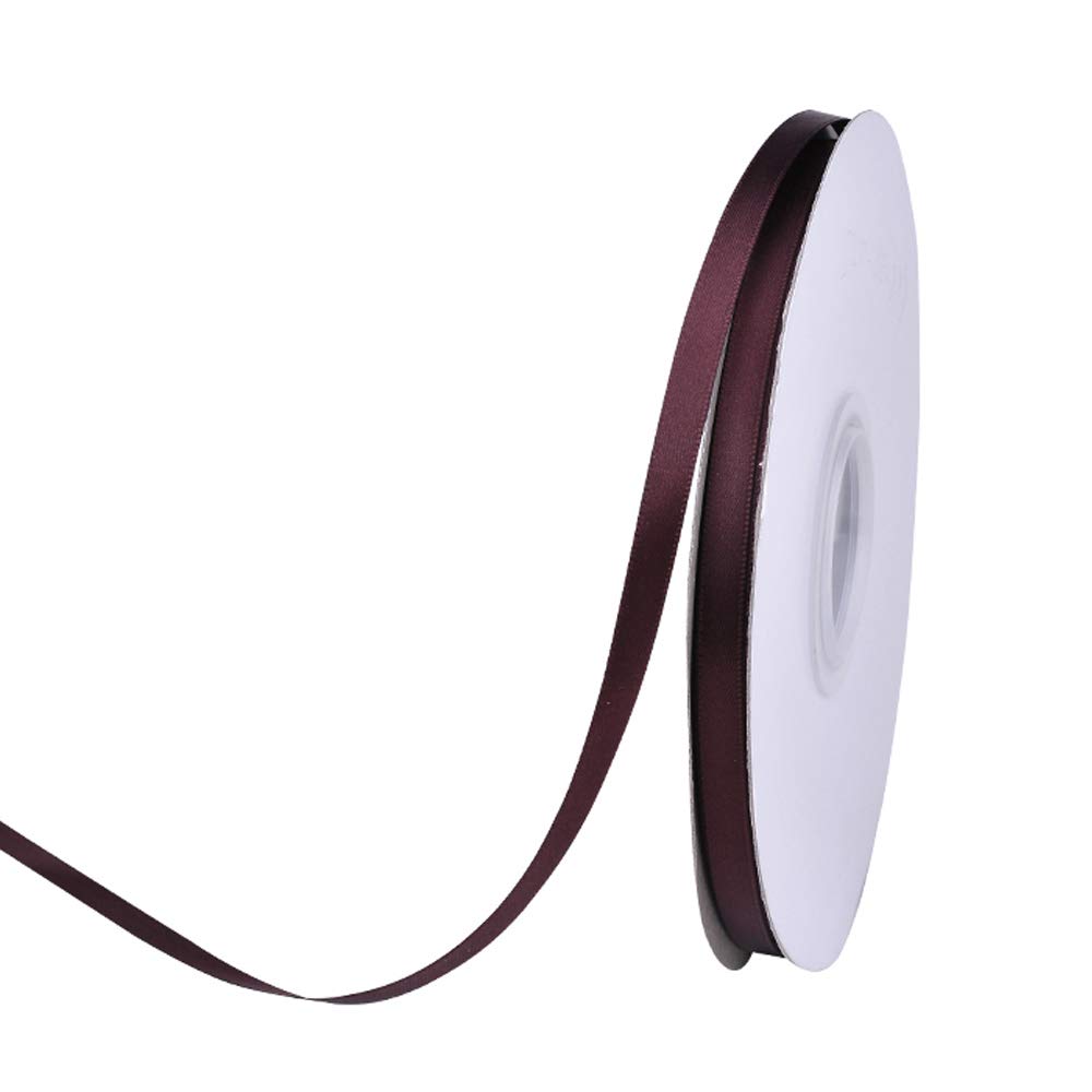 Ribest 1/4 inch Burgundy Double Face Satin Ribbon 50 Yards Per Roll for Bouquet Gift Wrapping Hair Wedding Birthday