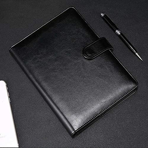 Supertool A5 Leather Soft Notebook, 1pcs PU Binder Notebook Refillable Planner Binder Inserts 6 Ring Journal for Business Men & Women Gifts Diary Handmade Personalized (Black)