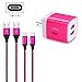 FiveBox 2.1A Dual Port USB Wall Charger Box Cube Charging Base Block Plug With 2-Pack 6ft USB Type C Charger Cable Cord For Samsung Galaxy S9 S8 Plus, Google Pixel 2, LG G5 G6, Huawei P10, Nexus 6P 5X