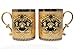 Medusa Porcelain 13 Oz. Yellow Tea Cup Coffee Mug, 24 Karat Gold-plated Greek Key Pattern, Versace Inspired Design, SET OF 2