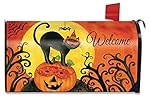 Black Cat Halloween Large Mailbox Cover Primitive Jack O'lantern Oversized