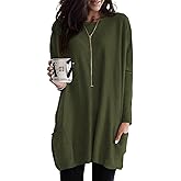 Naggoo Womens Long Sleeve Tunic Tops with Pockets for Leggings Casual Long T Shirts Floral Print Blouses