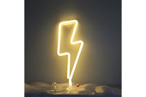 Lightning Bolt Neon Signs Bolt Night Lights for Wall Decor USB or Battery Powered for Bedroom Kids Room Living Room Bar Chris