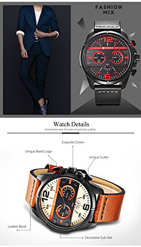 CURREN Luxury Brand Men Quartz Luminous Watch Moda Sport Khaki Correa de Cuero Relojes de Pulsera a Prueba de Agua - Imagen 6