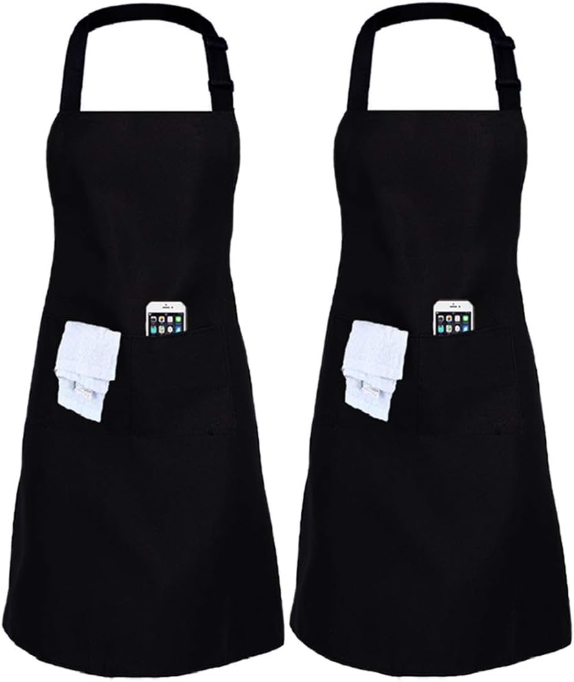 2 Pack Adjustable Chefs Aprons for Women, Cooking Kitchen Apron with 2