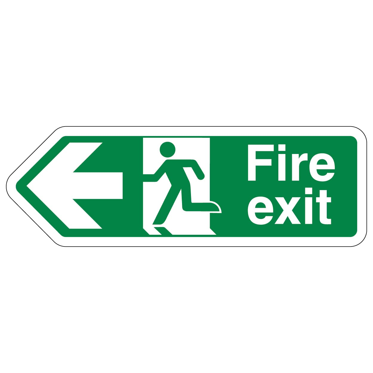 V Safety Shaped Safety Sign - Fire Exit Arrow Left - 300X100 - Glow In The Dark Rigid Plastic