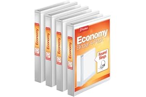Cardinal Economy 3 Ring Binder, 1 Inch, Presentation View, White, Holds 225 Sheets, Nonstick, PVC Free, 4 Pack of Binders (79510)