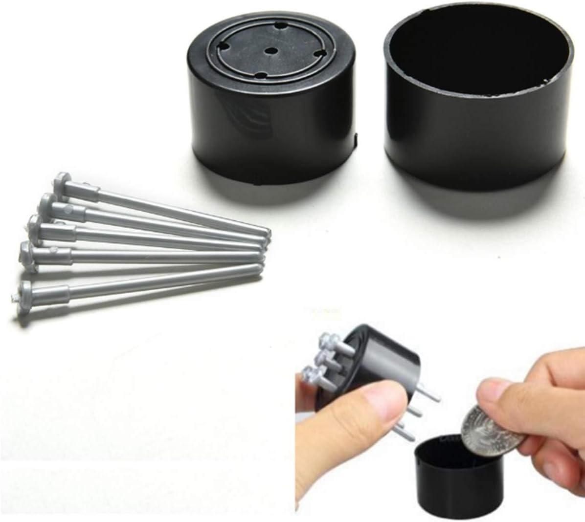 WSNMING Nail Spike Through Coin Penetrate The Drum Magic Props Funny Gadgets Close up Tricks Illusion Kids Toy Magic Tricks