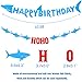 U`King 49 PACK Shark Birthday Party Decorations for Kids - Shark Happy Birthday Banner, Ocean Color Balloons, Mini Shark Balloons, Cute Cartoon Puffy Stickers | Aster Birthday Supplies Set for 1st 2nd 3rd 4-12 year Boys