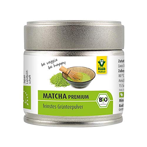 Raab Vitalfood® Bio Matcha Premium Pulver (30 g) - Original aus Japan, reines Matcha-Pulver ohne Zusätze, fein gemahlen, fein-herber Geschmack, Grüntee-Pulver, vegan, Tee-Zeremonie