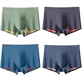 Arjen Kroos Men's Fashion Trunk Underwear 4 Pack Sexy Modal Ice Silky Boxer Briefs with Dual-Layer Color