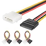 [3 Pack] J&D SATA 15 pin to 4 pin LP4 Molex Power Cable Adapter (6 Inch)