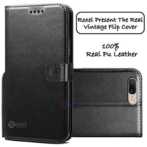 Roxel Vintage Leather Flip Cover Case Compatible with OnePlus 5 | Inner TPU | Foldable Stand | Magnetic Closure | Wallet