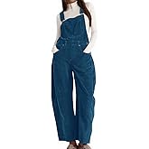 chouyatou Women's Fall Winter Corduroy Overalls Boyfriend Adjustable Strap Bib Jumpsuit Barrel Harem Pants