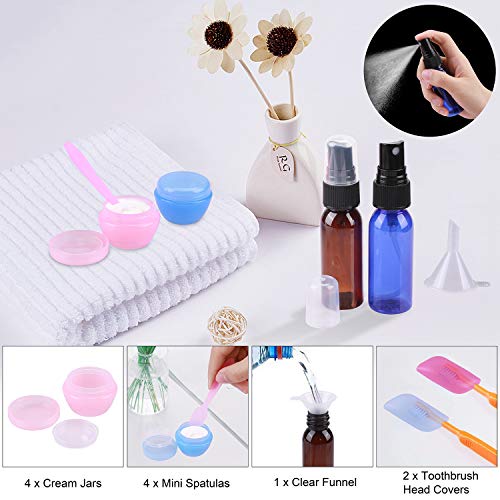 18Pcs Travel Bottles Set, REERON 3Oz Leak Proof Silicone Travel Containers TSA Approved, Refillable Toiletries Travel Tubes Accessorie & Spray Bottles & Cream Jars, For Cosmetic Shampoo Lotion Liquids