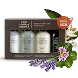 John Masters Organics - Essential Trial Set for Hair & Body - Lavender Rosemary Shampoo 1 oz, Citrus & Neroli Detangler 1 oz, Geranium & Grapefruit Body Wash - 4 oz
