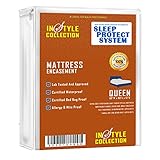 Instyle Fabrics Sleep Protection - Waterproof / Bed Bug Proof Mattress Encasement Premium Waterproof Lab Certified Bed Bug Proof Zippered Mattress Cover (Queen)