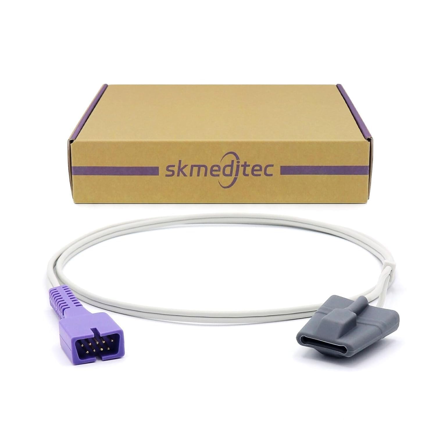 skmeditec Reusable SpO2 Sensor Compatible with Nellcor Oximax Probe, 3.2 FT Child Sleeve Cable with 9 Pins Connector, Replacement for DS-100A Cord with Chip for FLEXMAX-P