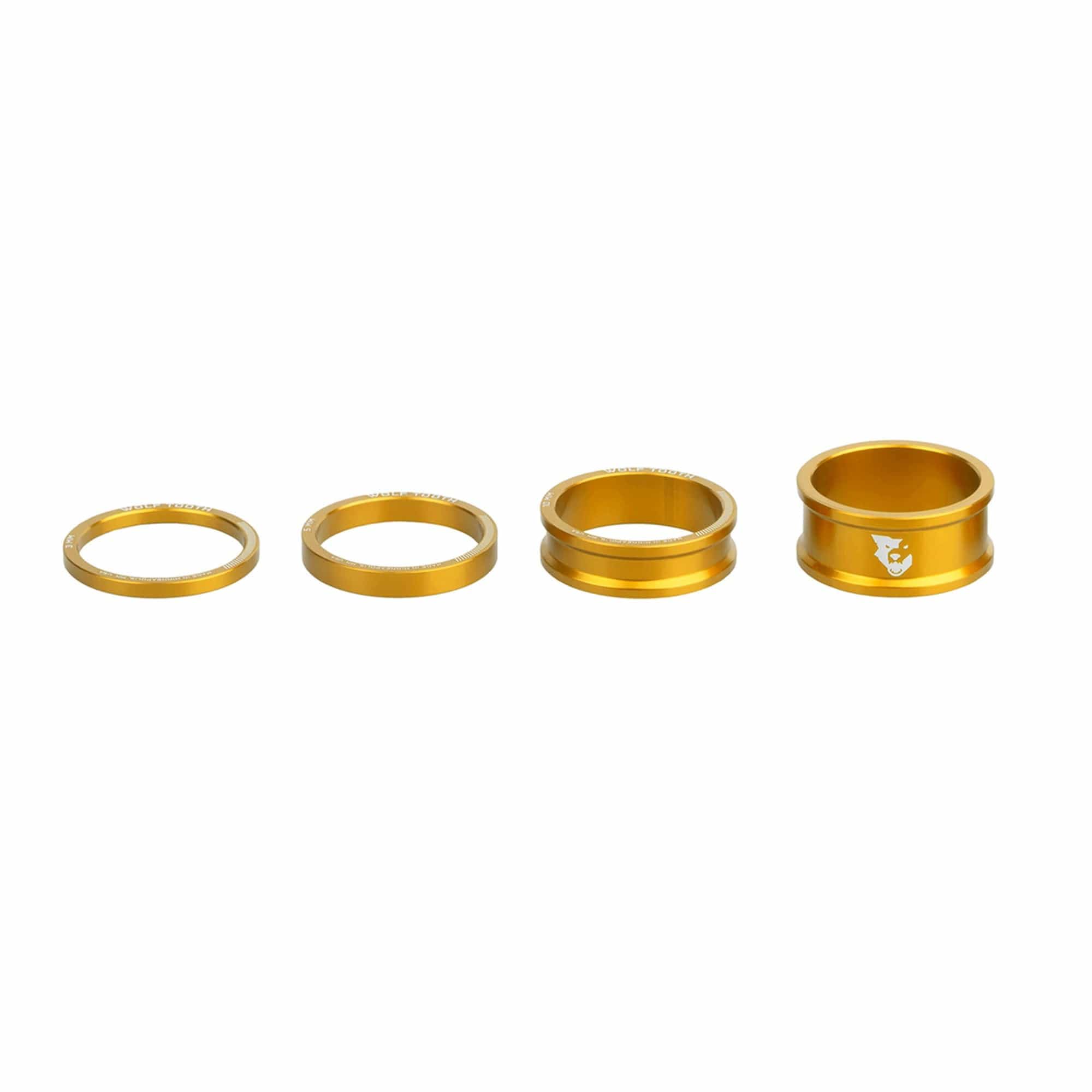 Wolf Tooth | Precision Premium headset Spacers KIT1 | Gold | Lightweight Aluminium Headset Stainless Steel Bearings Wide Colour Range