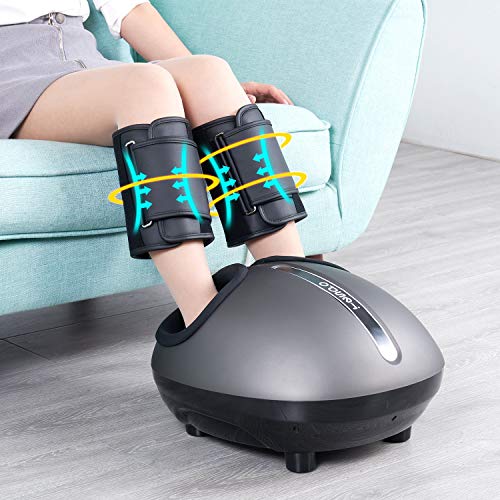 Shiatsu Foot & Leg Massager Machine Tespo Electric Deep Kneading Massage with Heat, Foot & Leg Air Compression, Relieve Foot Pain from Plantar Fasciitis, Improve Blood Circulation